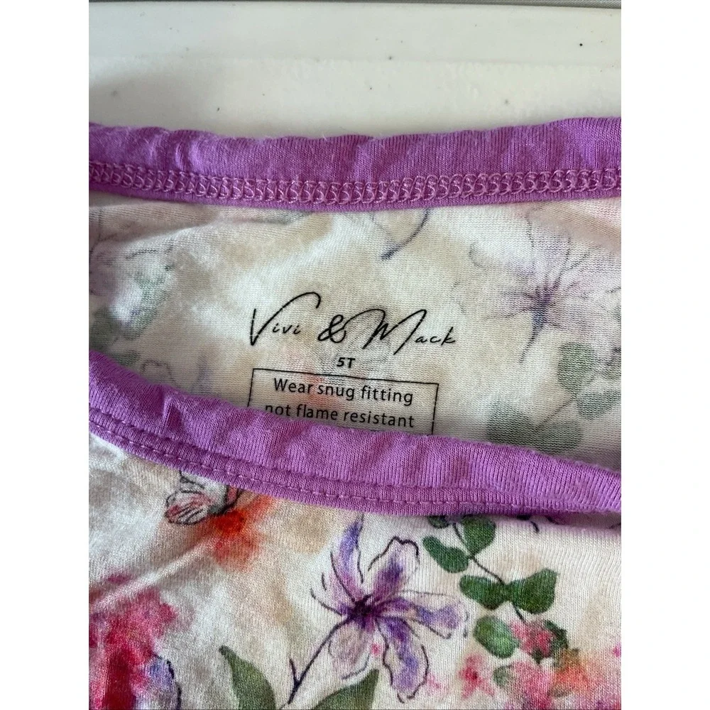 Lot of 6 Pieces‎ 5T Vive and Mack Bamboo Girls Pajama set Floral Swans Flamingos